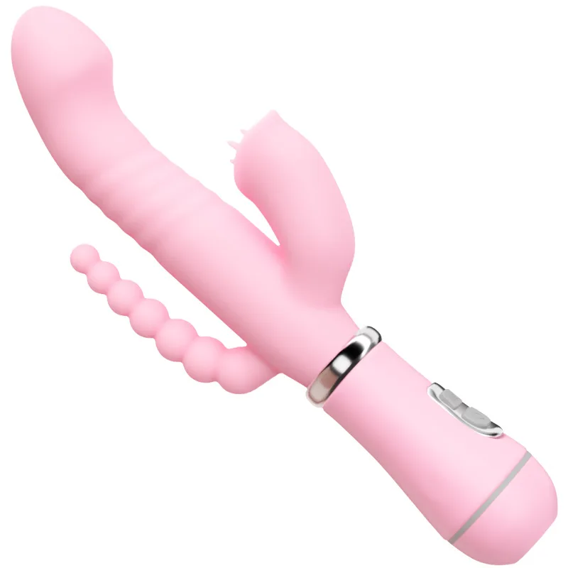 Aolan JA-ZGB-C709 Pink Triple-Stimulation Telescopic Rabbit Vibrator