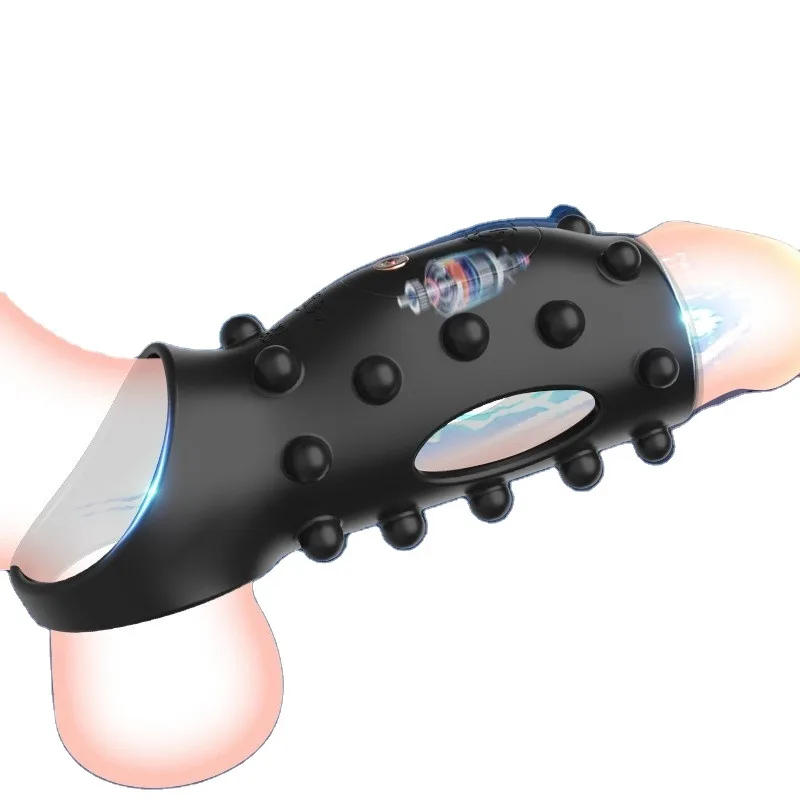 HB-2426 Black Textured Vibrating Ring Sleeve