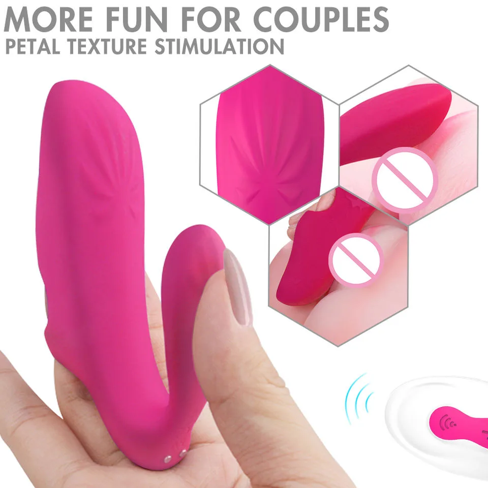 S-HANDE SHD-S217-2 Pink Dual-Motor Remote Finger Vibrator - Image 3