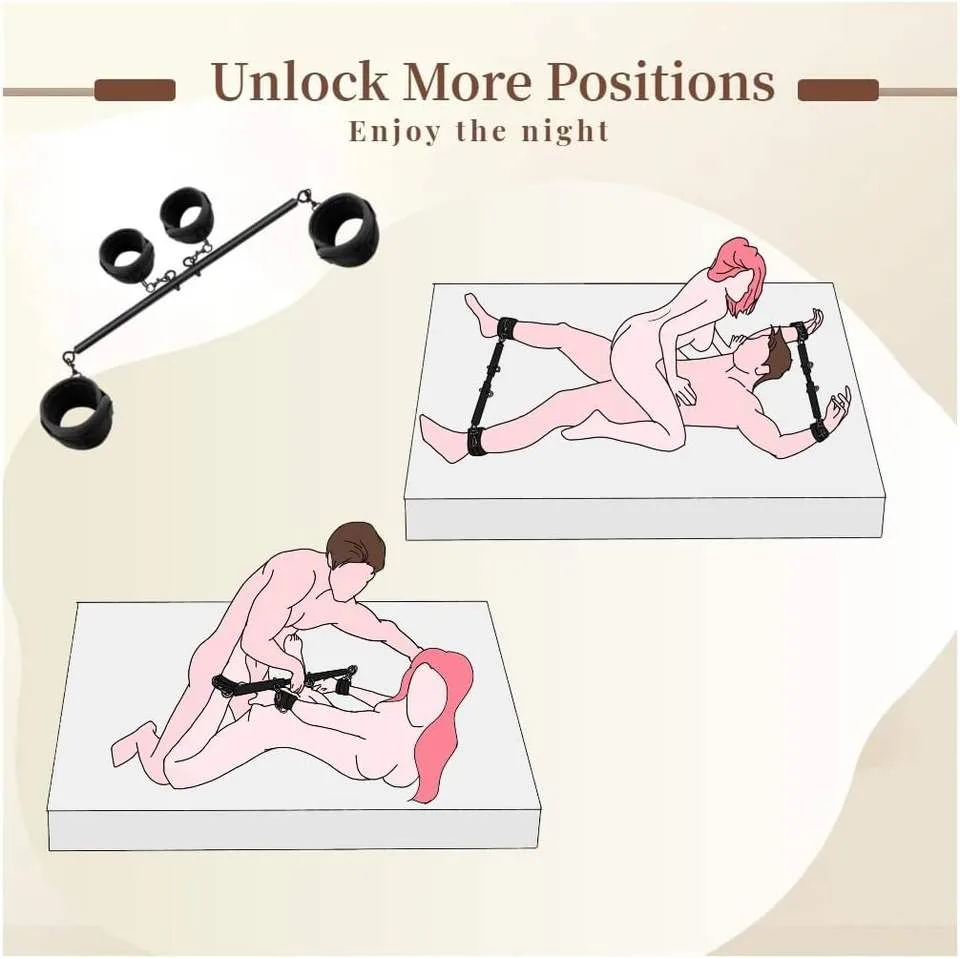 Black Wolf Telescopic Four-Cuff Spreader Bar Restraint Set - Image 6