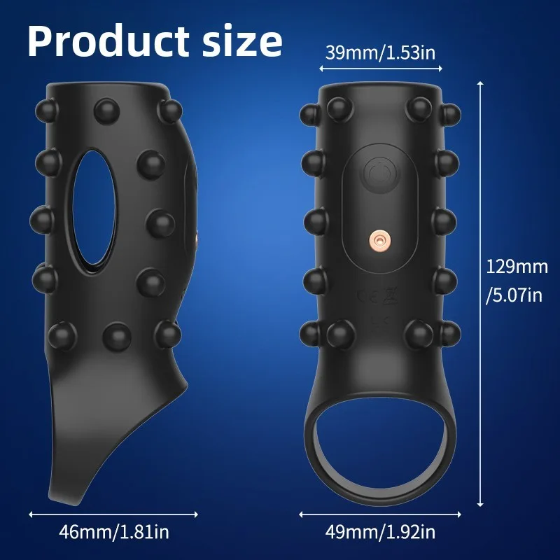 HB-2426 Black Textured Vibrating Ring Sleeve - Image 2