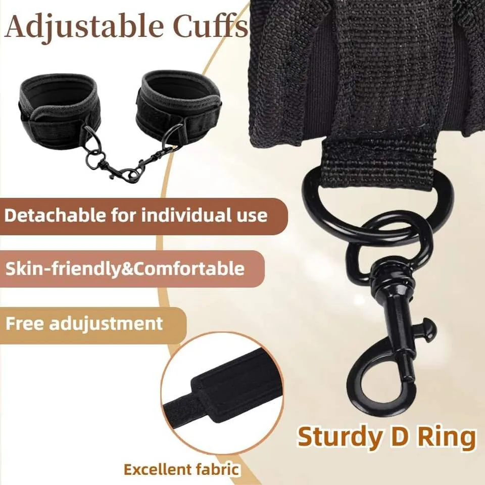 Black Wolf Telescopic Four-Cuff Spreader Bar Restraint Set - Image 2
