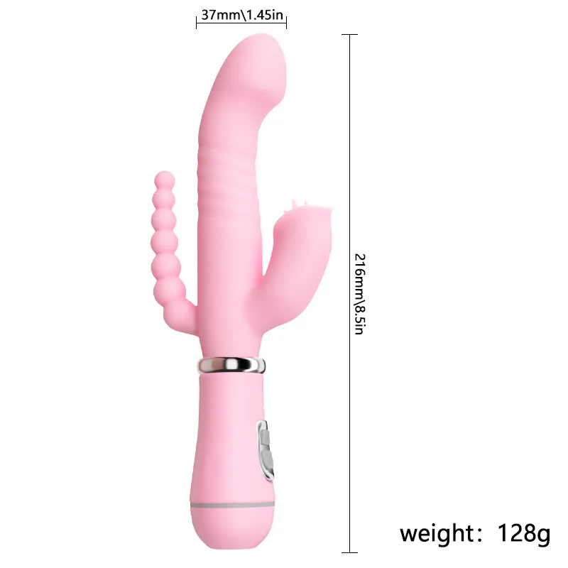 Aolan JA-ZGB-C709 Pink Triple-Stimulation Telescopic Rabbit Vibrator - Image 4