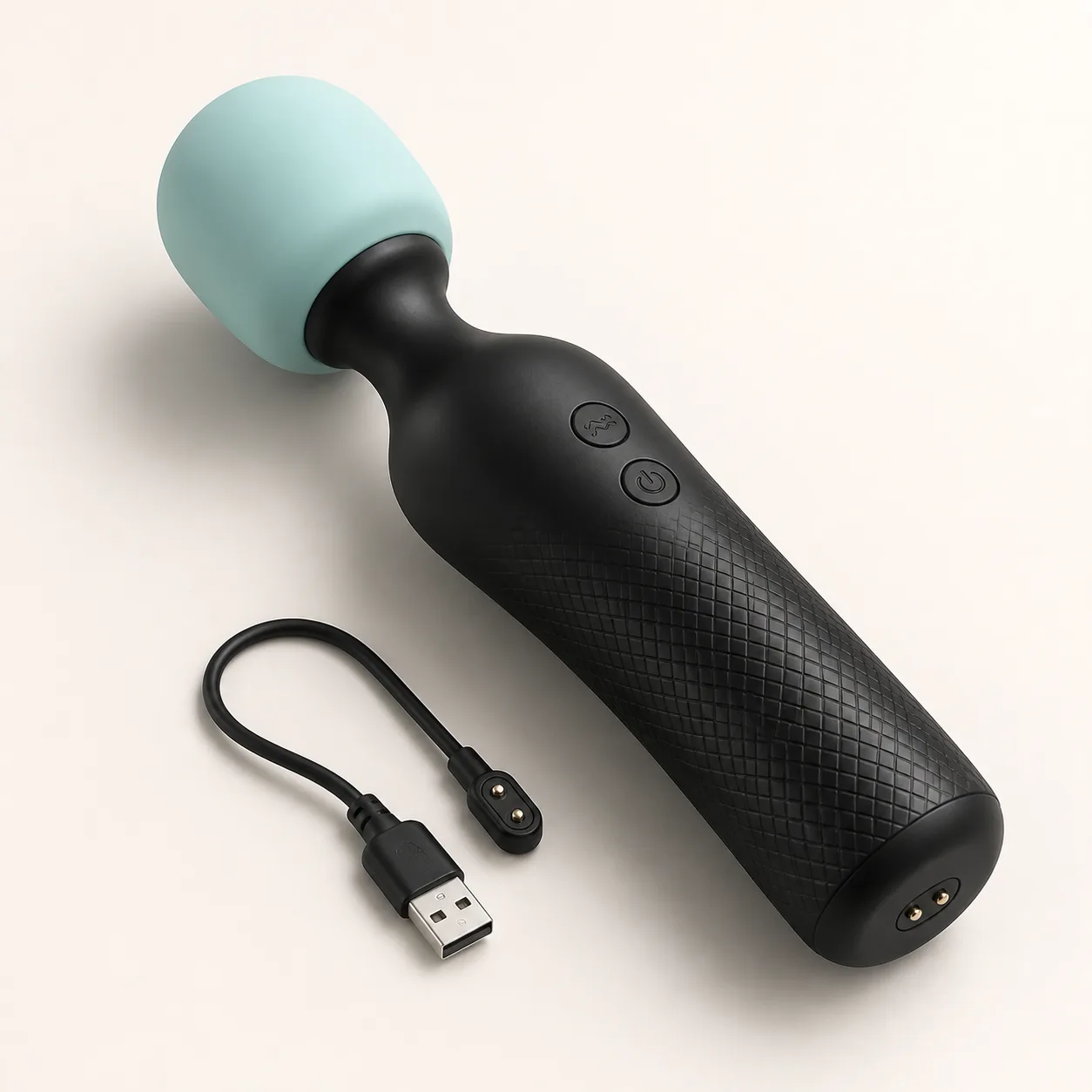 Textured-Grip Compact Wand Massager