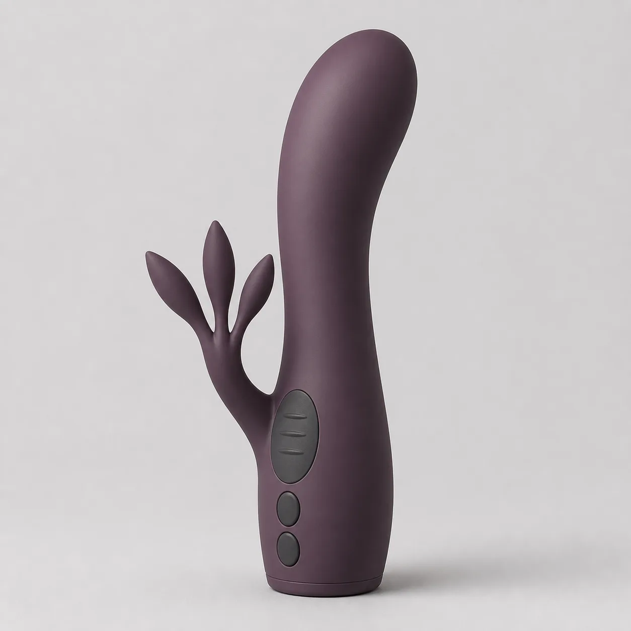 Three-Leaf Split-Crown Rabbit Vibrator with Triple-Groove Thumb Rest and Dual Oval Controls