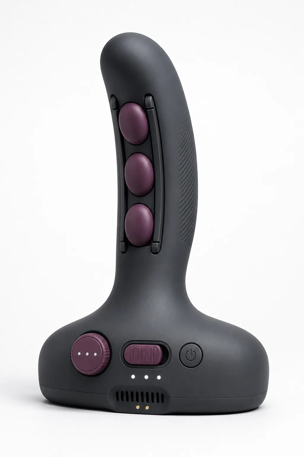 Three-Pad Twin-Rail Axial-Shift Prostate Vibrator with Wide Stop Base