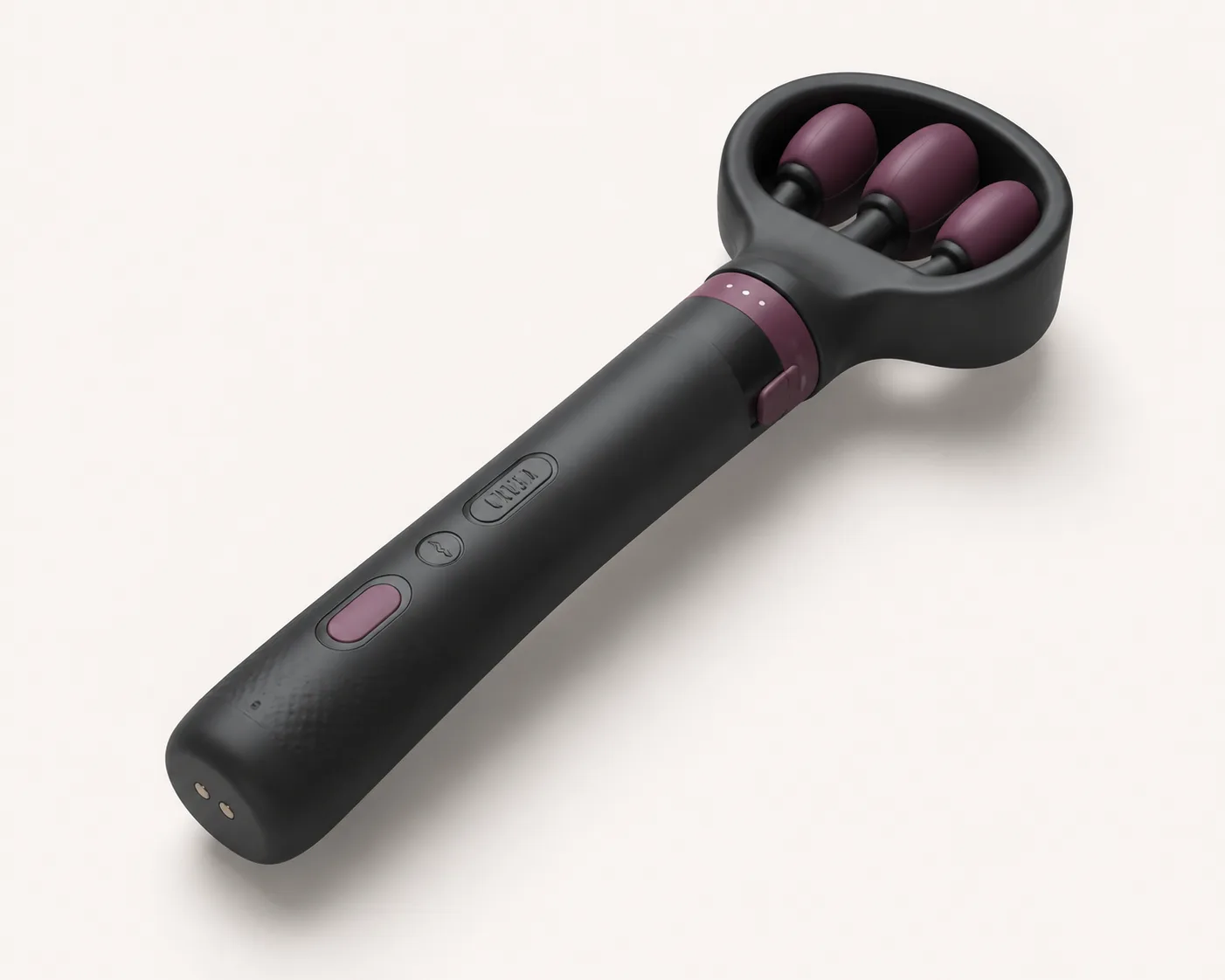 Three-Paddle Differential-Swing Wand Massager with Guarded Yoke Head