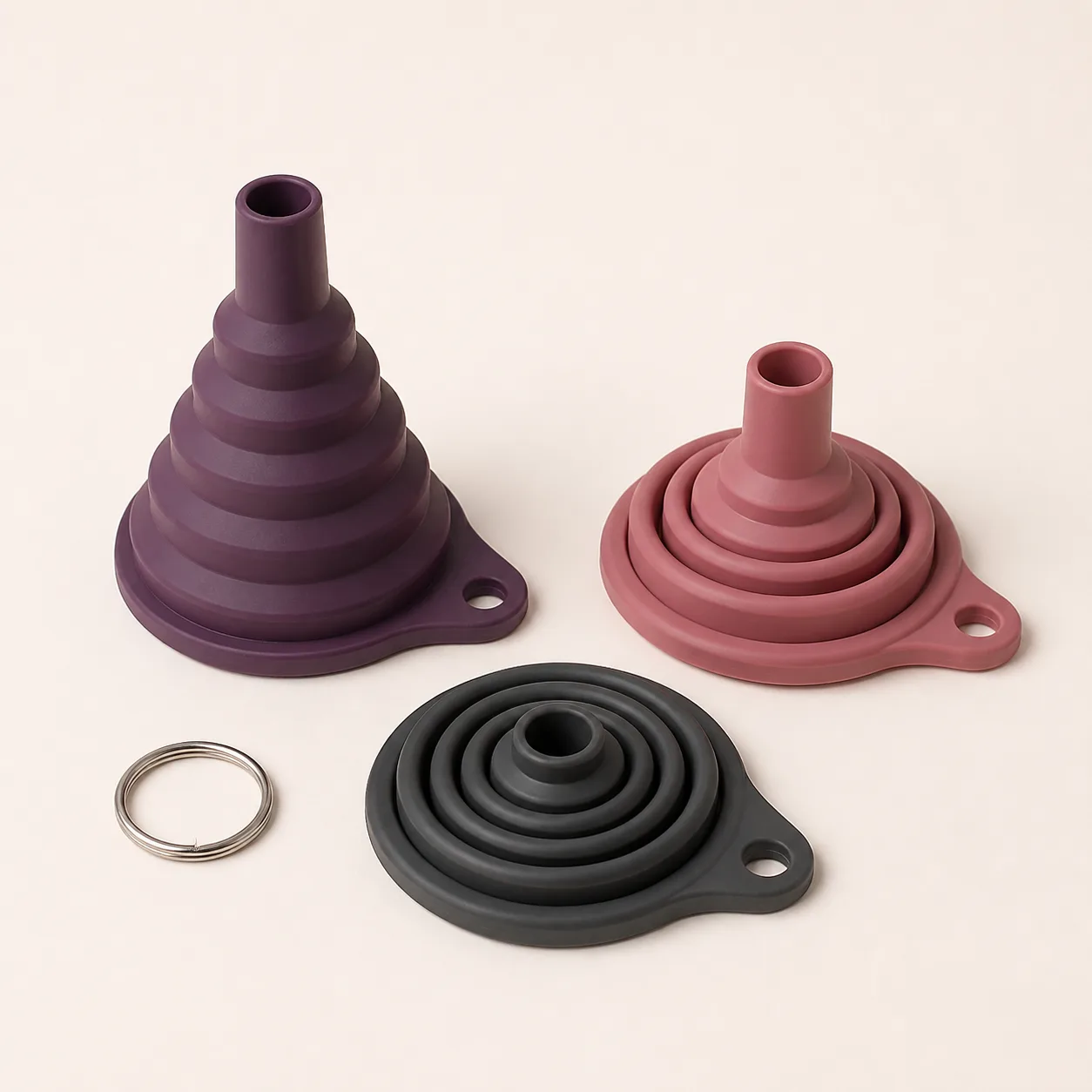 Three-Size Collapsible Care Funnel Set with Hanging Ring
