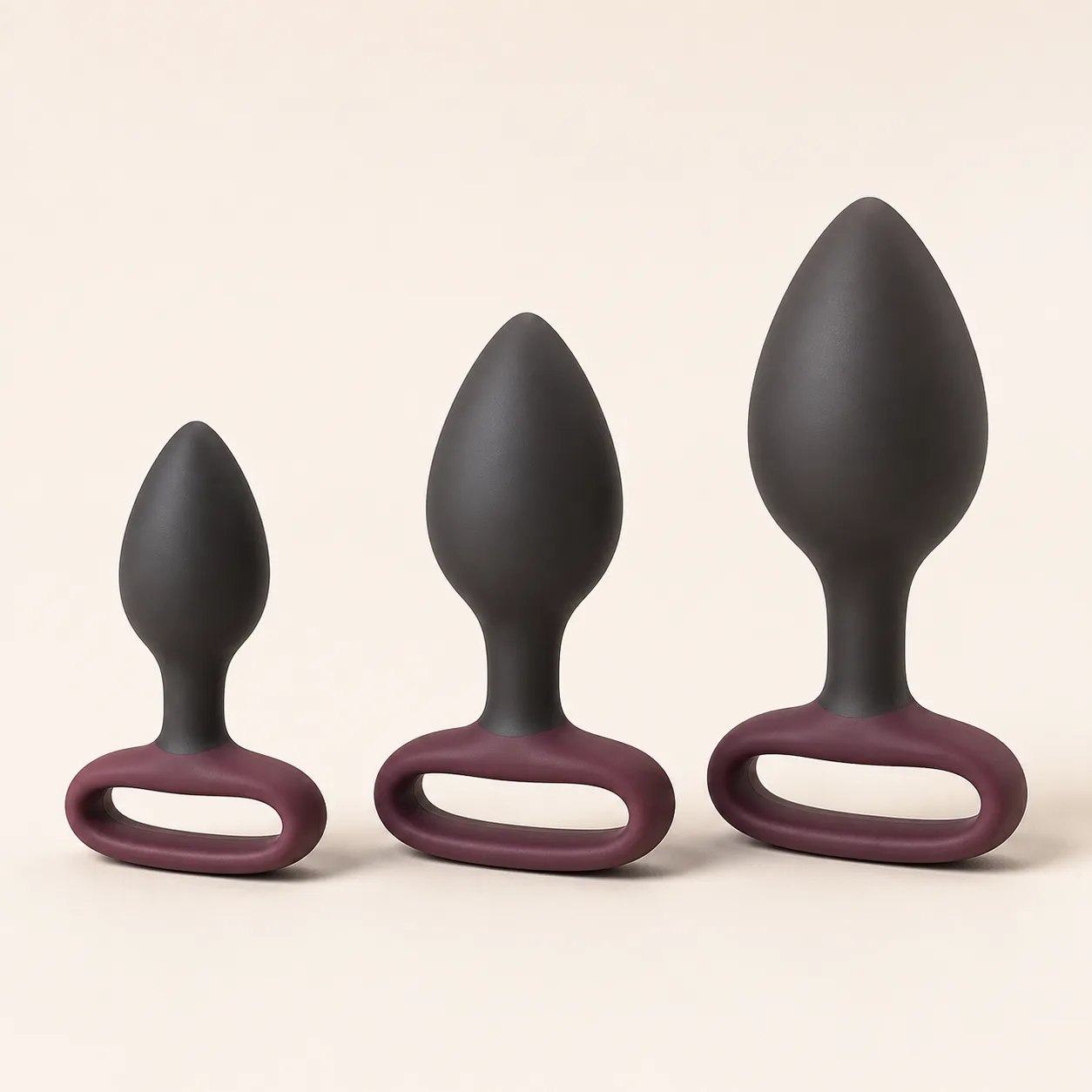 Three-Stage Teardrop Anal Plug Set with Wide Loop Bases