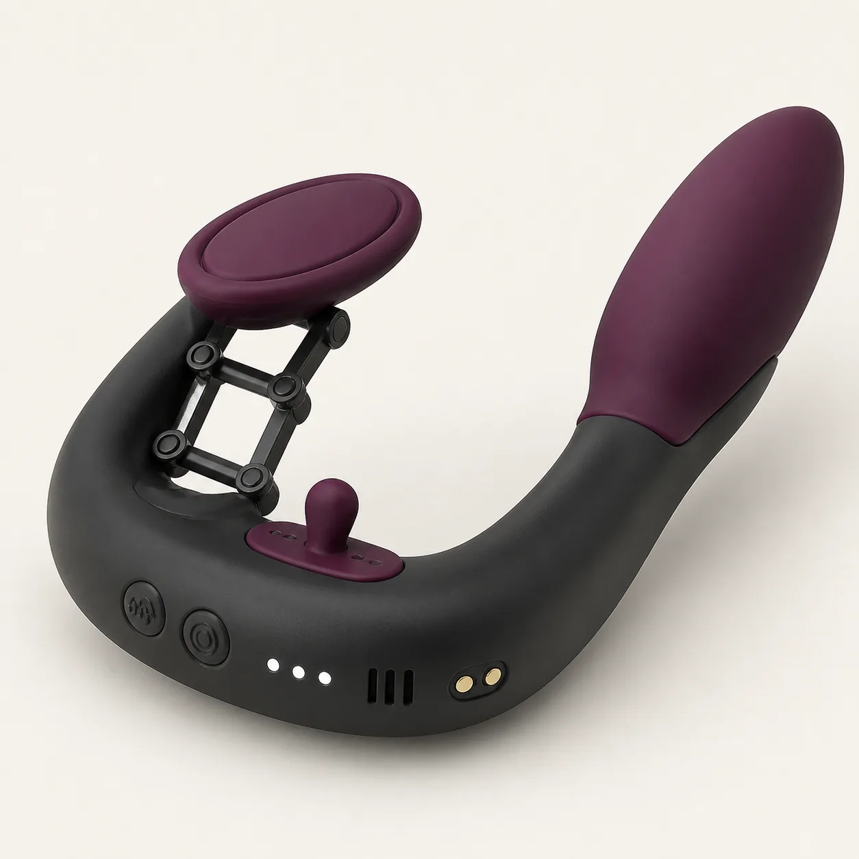 Three-Stop Parallel-Lift Couples Vibrator with Four-Bar Contact Pod