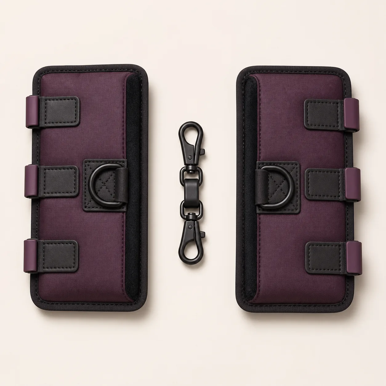 Triple-Tab Padded Wrist Gauntlet Pair with Twin D-Rings and Detachable Swivel Link