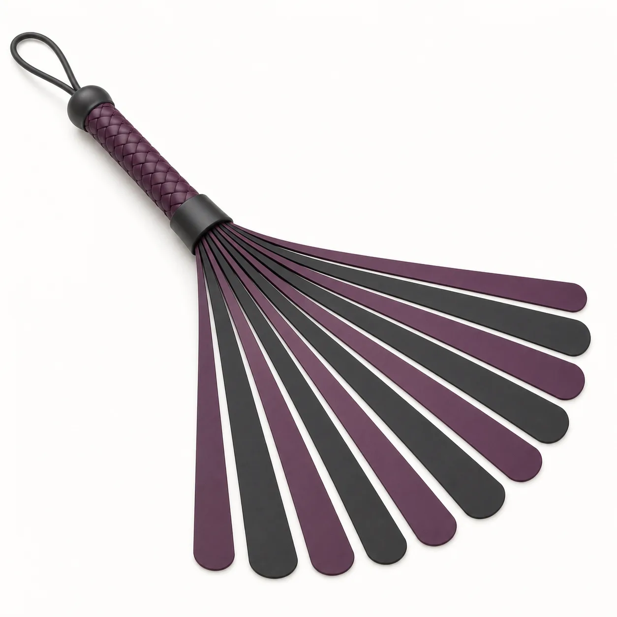 Twelve-Fall Alternating-Width Sensory Flogger with Braided Grip and Rounded End Knob