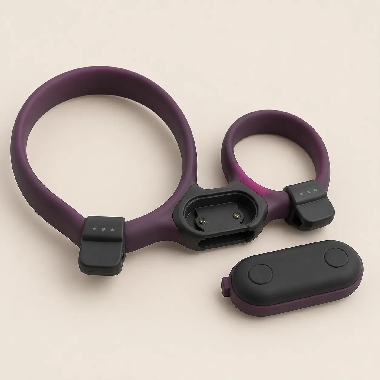 Twin-Clutch Dual-Loop Couples Ring with Removable Flat Vibrator