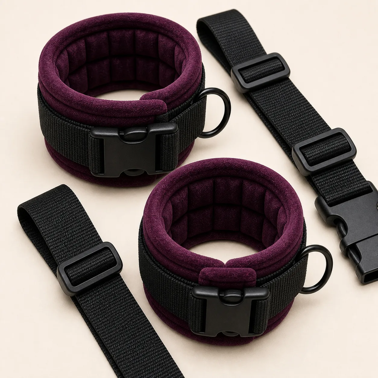 Under-Mattress Restraint System - Four Padded Quick-Release Cuffs - Image 2