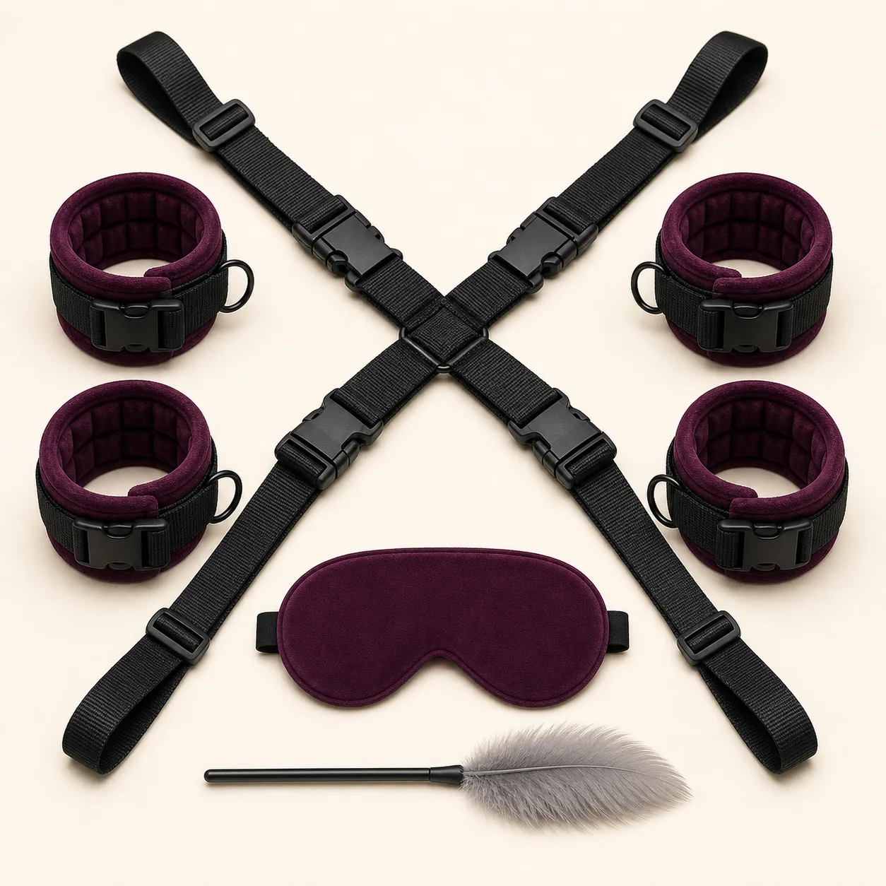 Under-Mattress Restraint System - Four Padded Quick-Release Cuffs