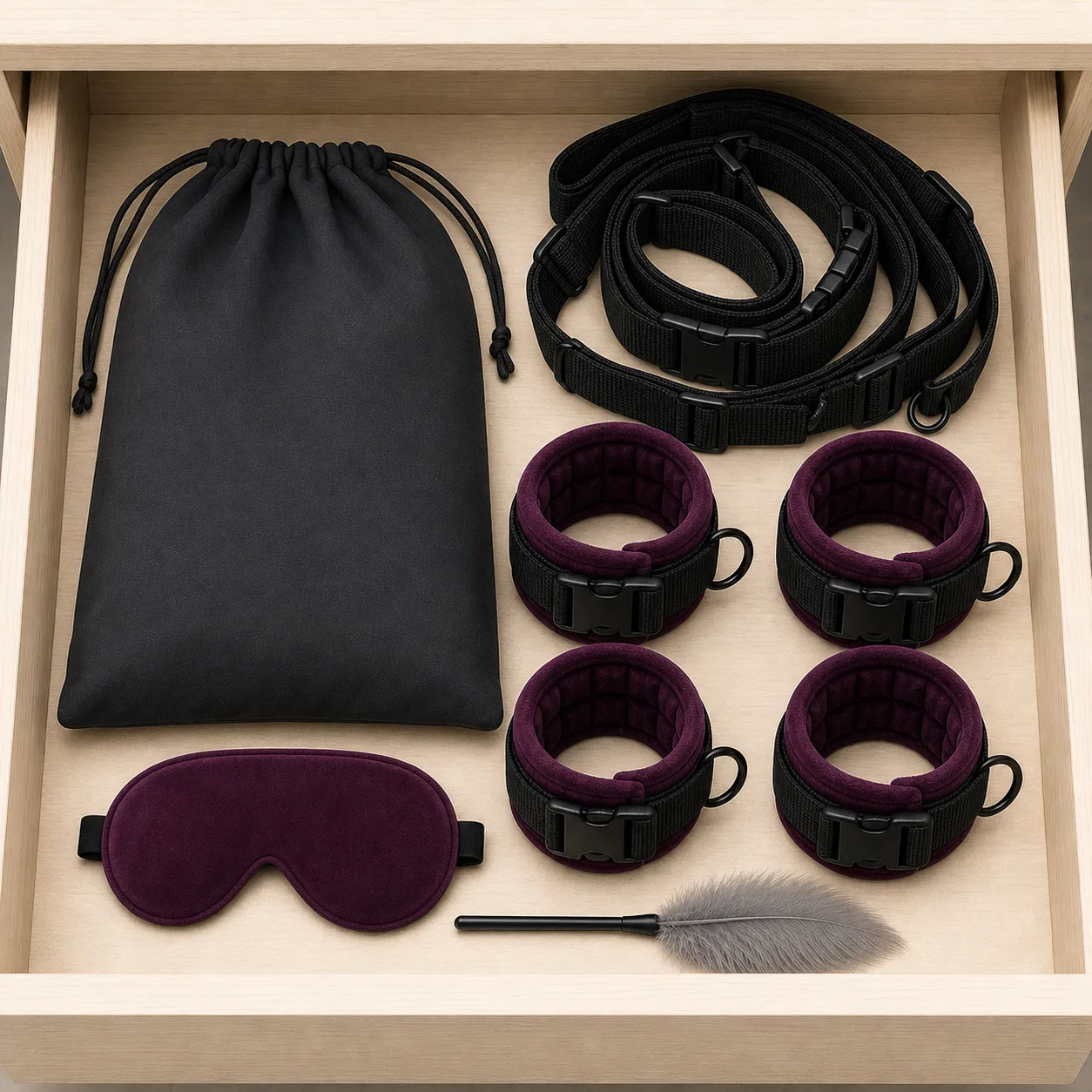 Under-Mattress Restraint System - Four Padded Quick-Release Cuffs - Image 3