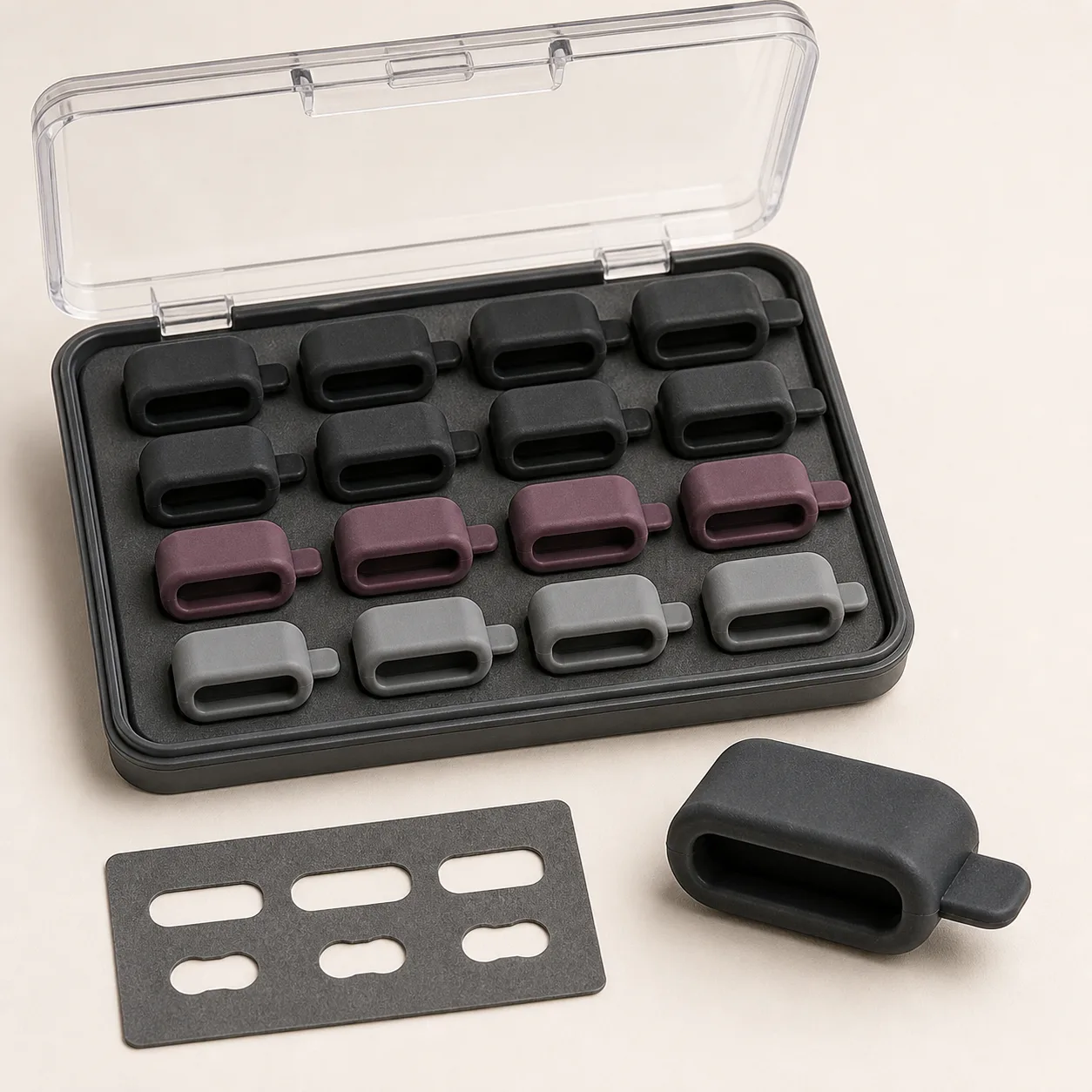 USB-C Charging Port Dust Cap Kit with Organizer Tray