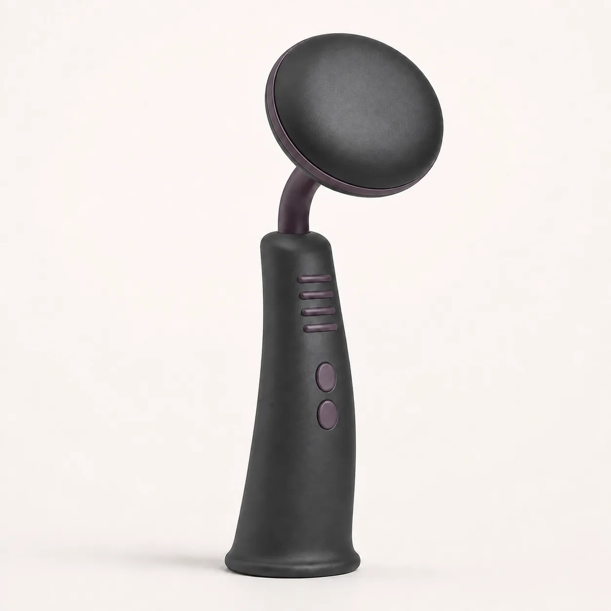 Wide-Disc-Head Mini Wand with Offset Flex Neck and Four-Ridge Thumb Grip