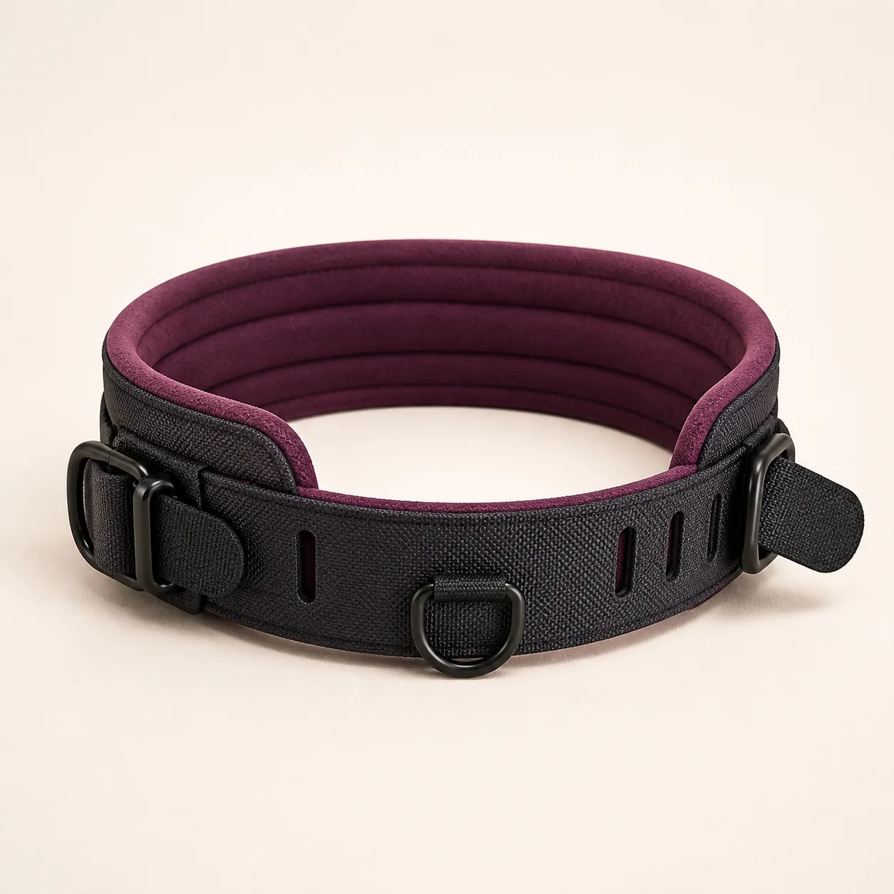 Wide Padded Bondage Collar with Dual Quick-Release Tabs