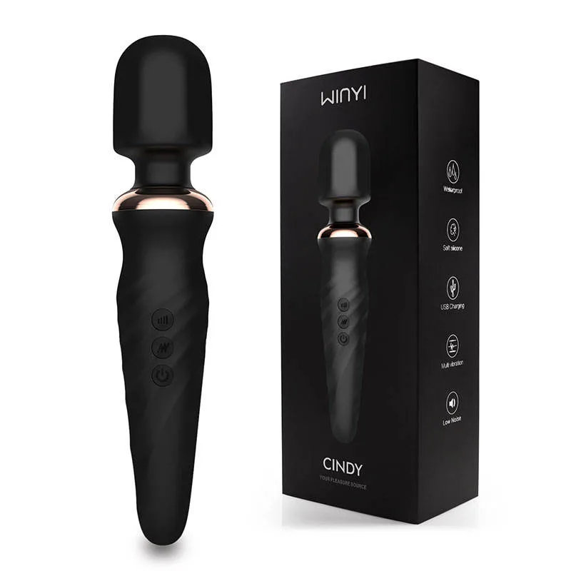 WINYI WY0559 Three-Button Cordless Wand Massager: Black