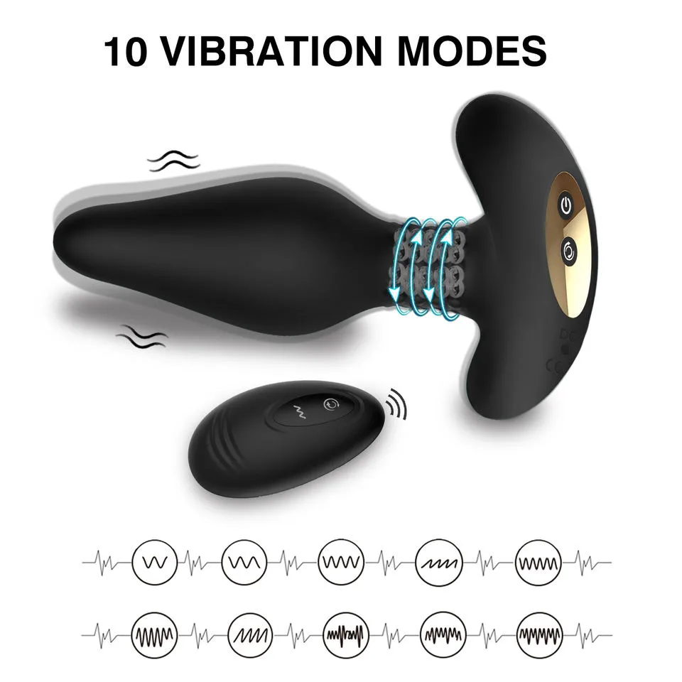 WinYi WY0563 Rotating Vibrating Anal Plug with Remote: 2 Colours - Image 3