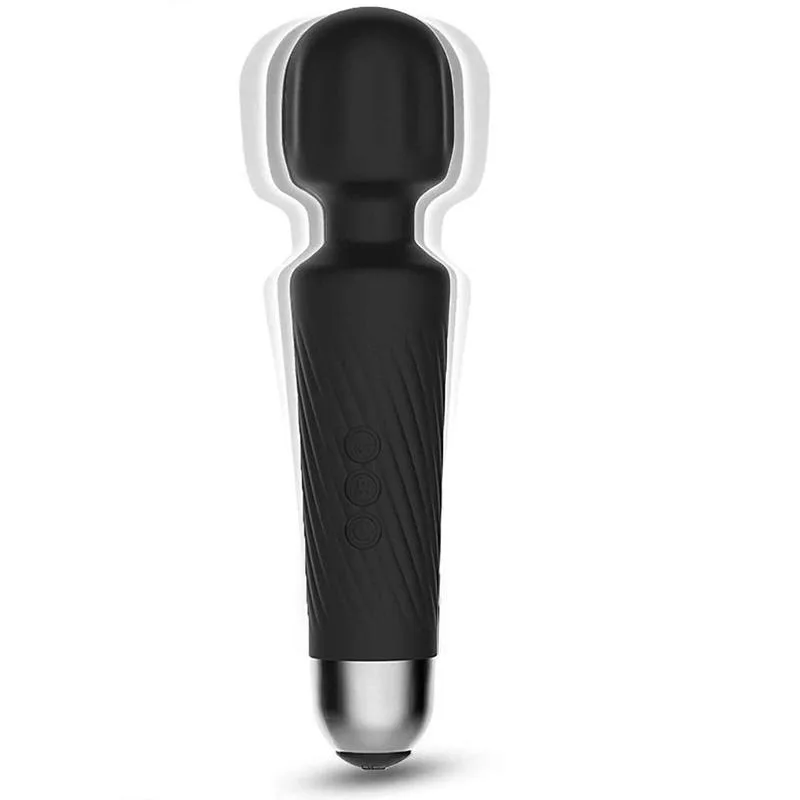 Softplay YQ-HV08 Black Rechargeable Wand — 10 Modes