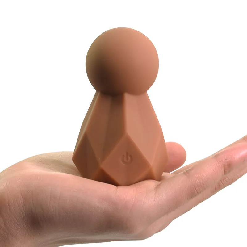 Warm-Brown Palm-Size Rounded Mini Wand Vibrator