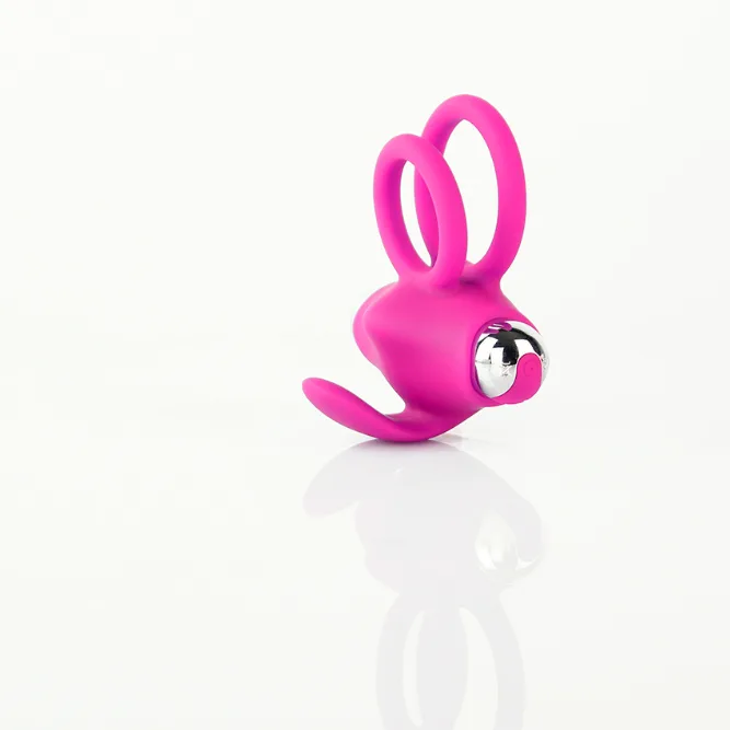 Pink Dual-Ring Rechargeable Vibrator — 10 Modes