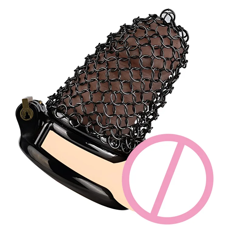 NightMesh Black Stainless Steel Chastity Cage – 45 mm