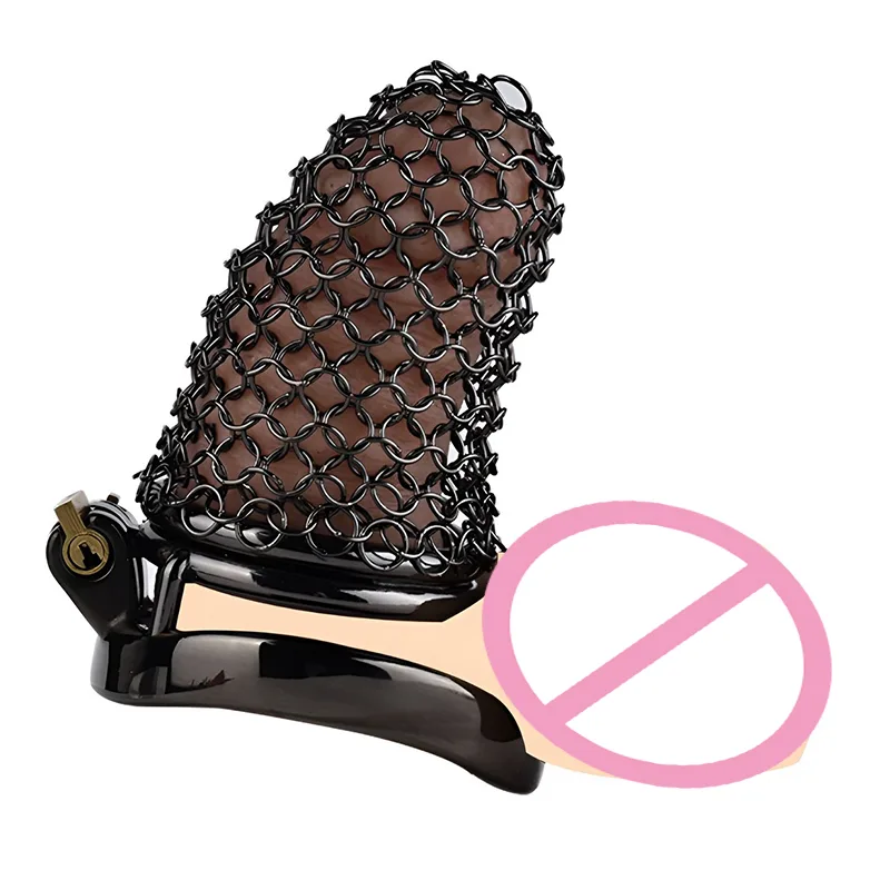 NightMesh Black Stainless Steel Chastity Cage – 45 mm - Image 3