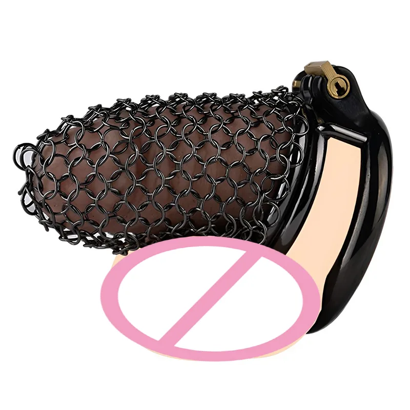NightMesh Black Stainless Steel Chastity Cage – 45 mm - Image 5