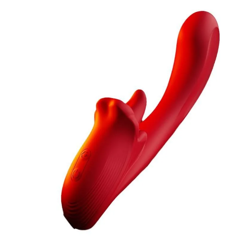 Red Dual-Action Licking and Vibration Wand