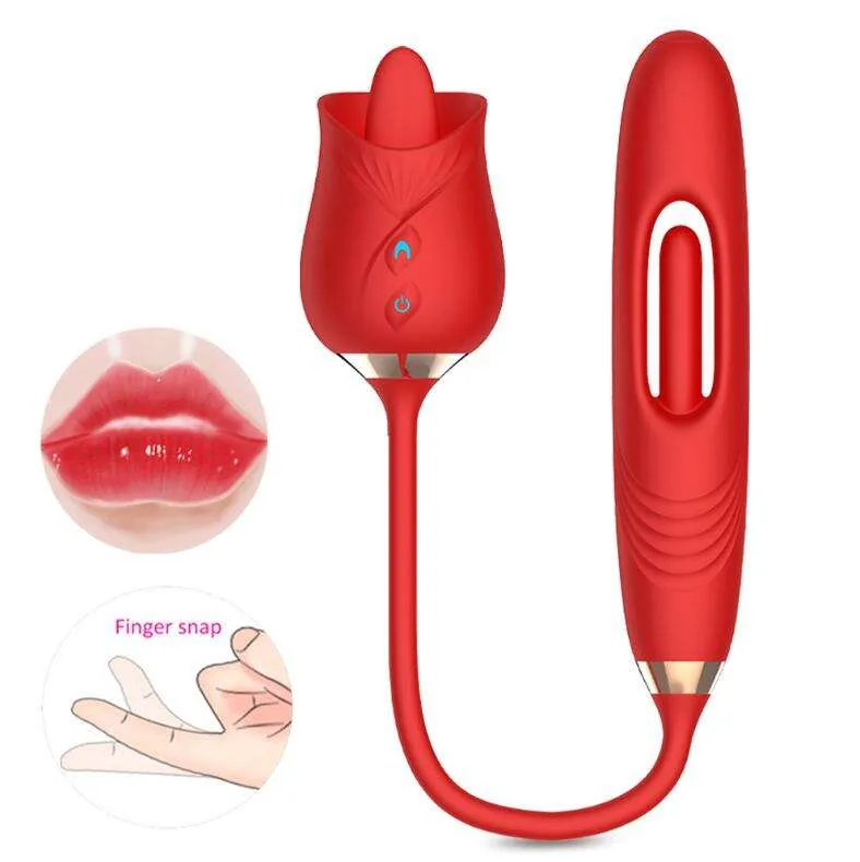 RoseLoop 3-in-1 Tongue and Flapping Stimulator — Red
