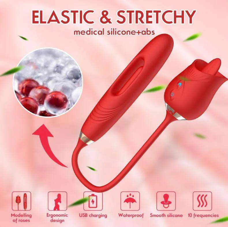 RoseLoop 3-in-1 Tongue and Flapping Stimulator — Red - Image 3
