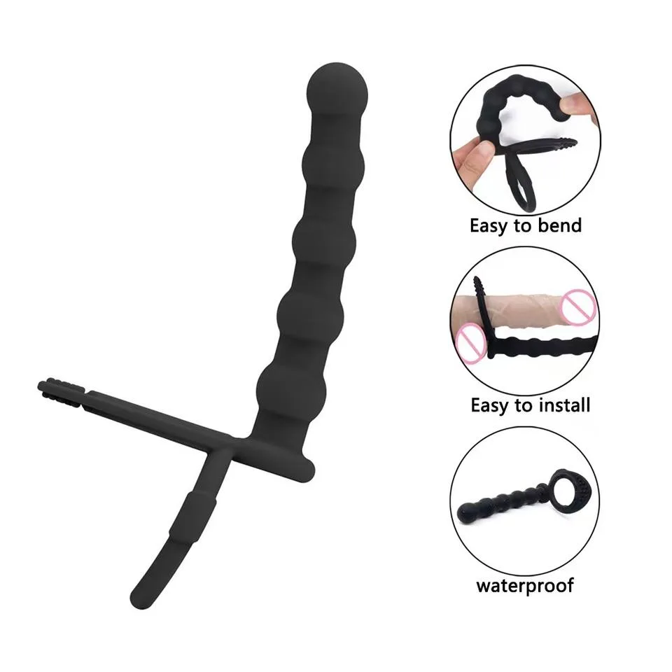 NoirLink Flexible Silicone Beaded Plug with Support Ring - Image 2