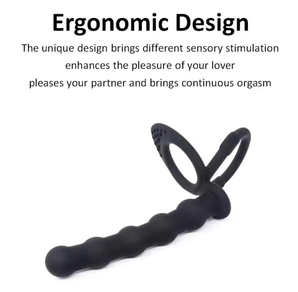 NoirLink Flexible Silicone Beaded Plug with Support Ring - Image 4