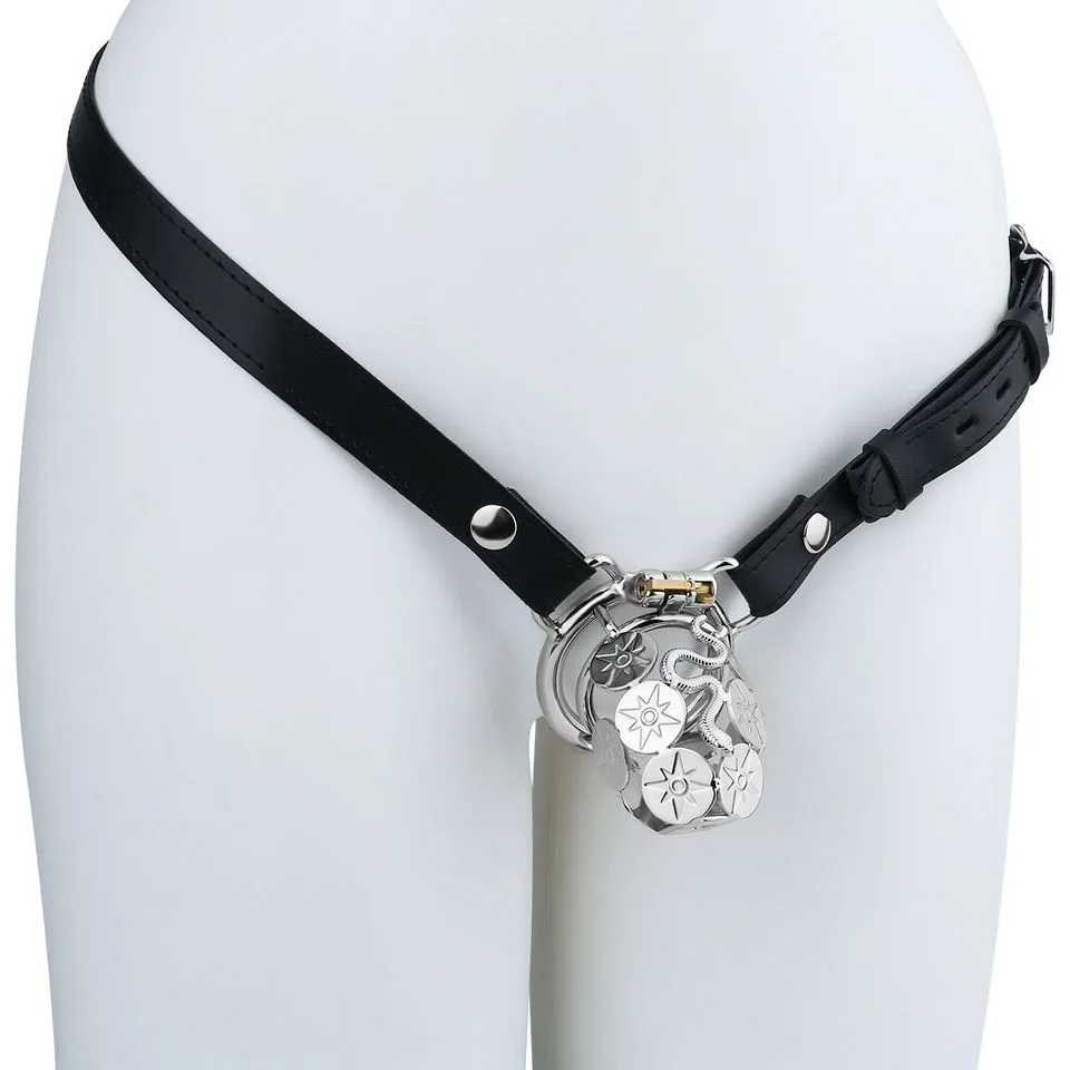 SerpentSeal 304 Stainless Steel Chastity Cage with Waist Belt - Image 2