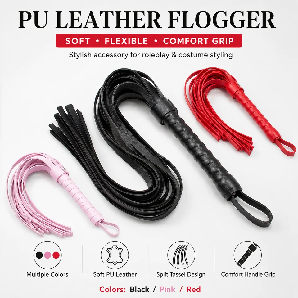 ShadowTails Black PU Leather Flogger