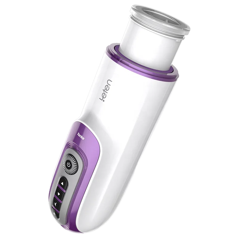 White and Purple Automatic Telescopic Male Masturbator