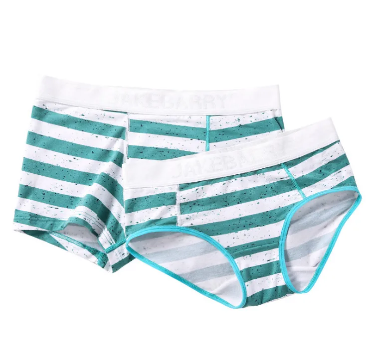 LG-Y011 Green Stripe Matching Couples Underwear Set – M - Image 2