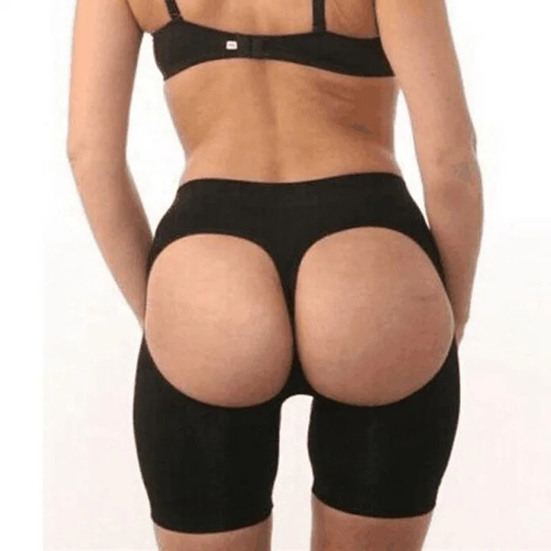 LLEM1963 Black Open-Back Butt-Lift Shaping Shorts — L/XL