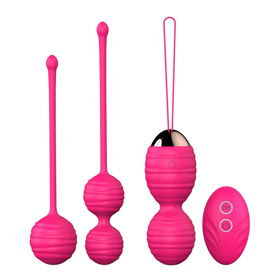 Rose-Red 4-Piece Remote Kegel Training Set